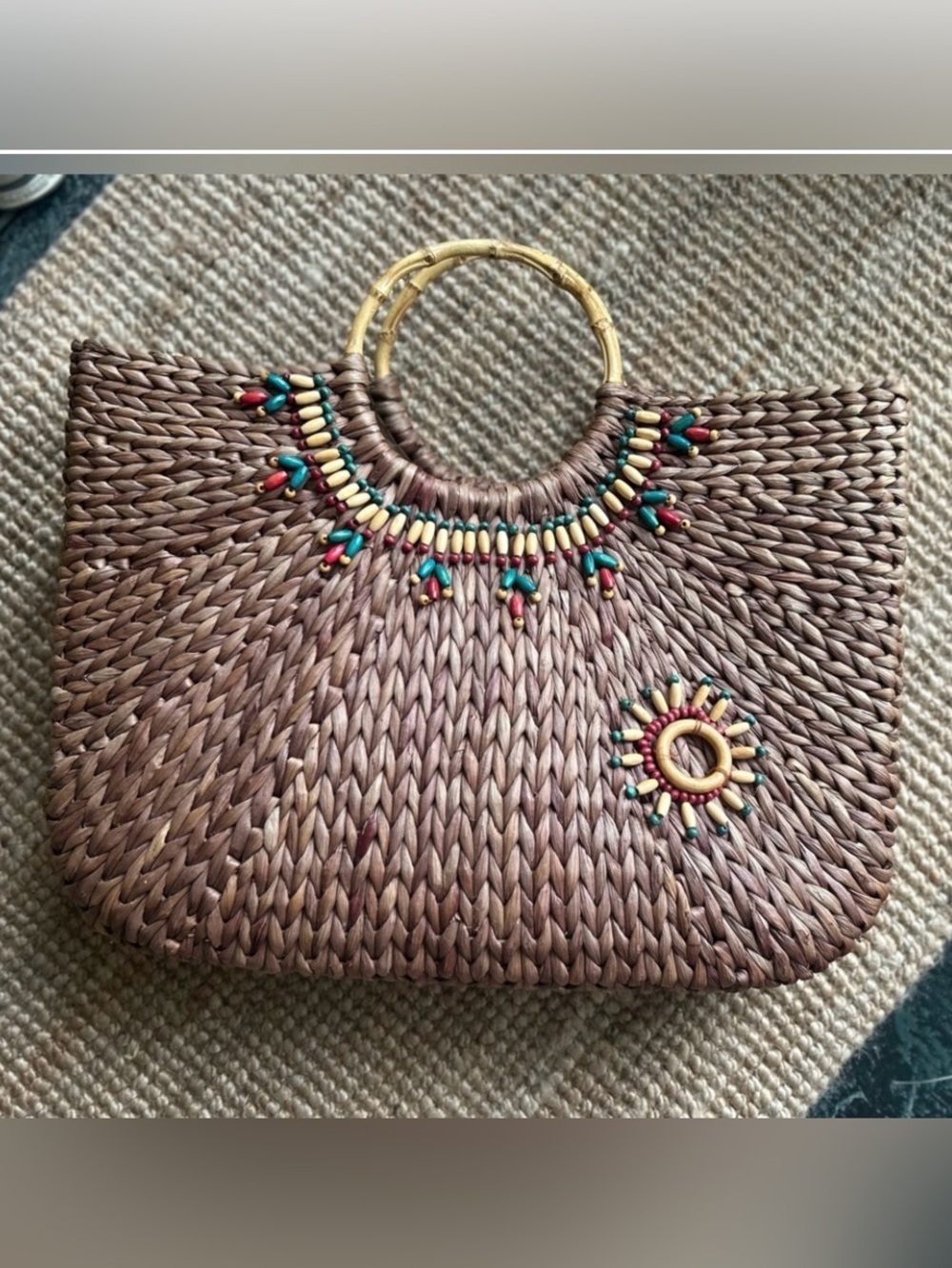 Oversized straw bag